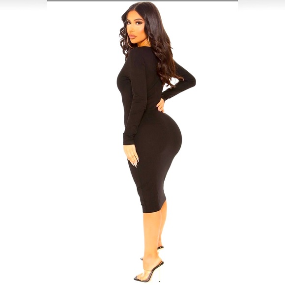 SOLD NWT Press My Buttons Ribbed Midi Bodycon Dress Sz S - Picture 2 of 7